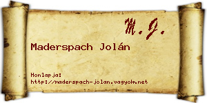 Maderspach Jolán névjegykártya